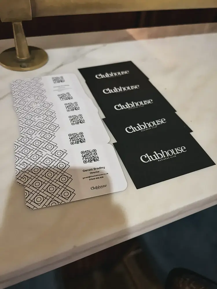 Clubhouse cards laid out on the bar